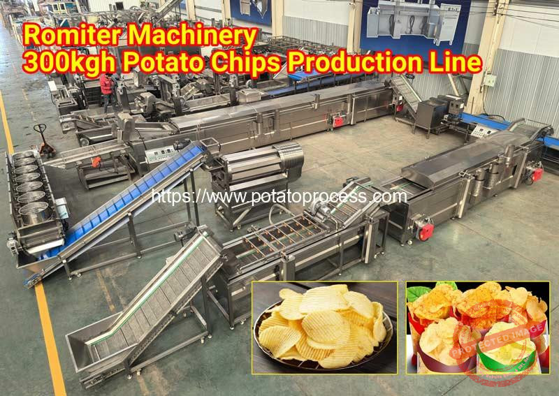 Automatic-300kgh-Potato-Chips-Blanching-Frying-Flavoring-Production-Line